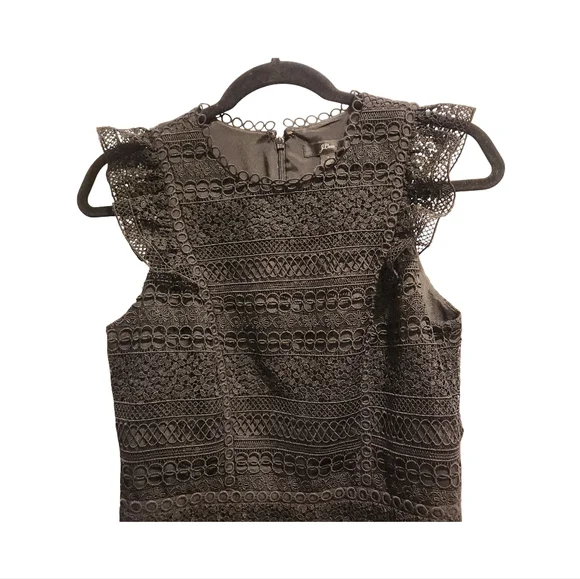 J CREW Cap-sleeve ruffle dress in mixed black lace - Picture 7 of 8